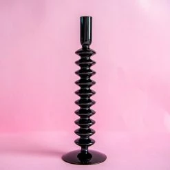 Ohitsperfect Black Ripple Glass Candle Holder