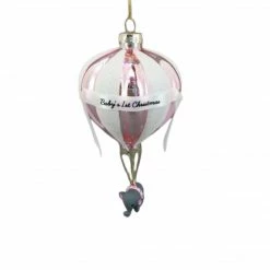 Ohitsperfect Baby's First Christmas Pink Glass Hanging Ornament