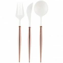 Ohitsperfect Bridal Shower & Hens Bella Cutlery Set - Rose Gold & White