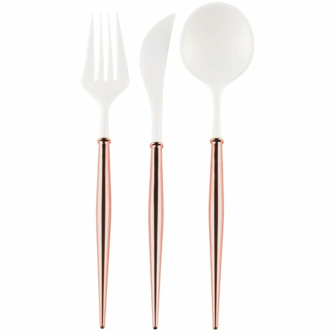 Ohitsperfect Bridal Shower & Hens Bella Cutlery Set - Rose Gold & White 3 Ohitsperfect Bridal Shower & Hens Bella Cutlery Set - Rose Gold & White