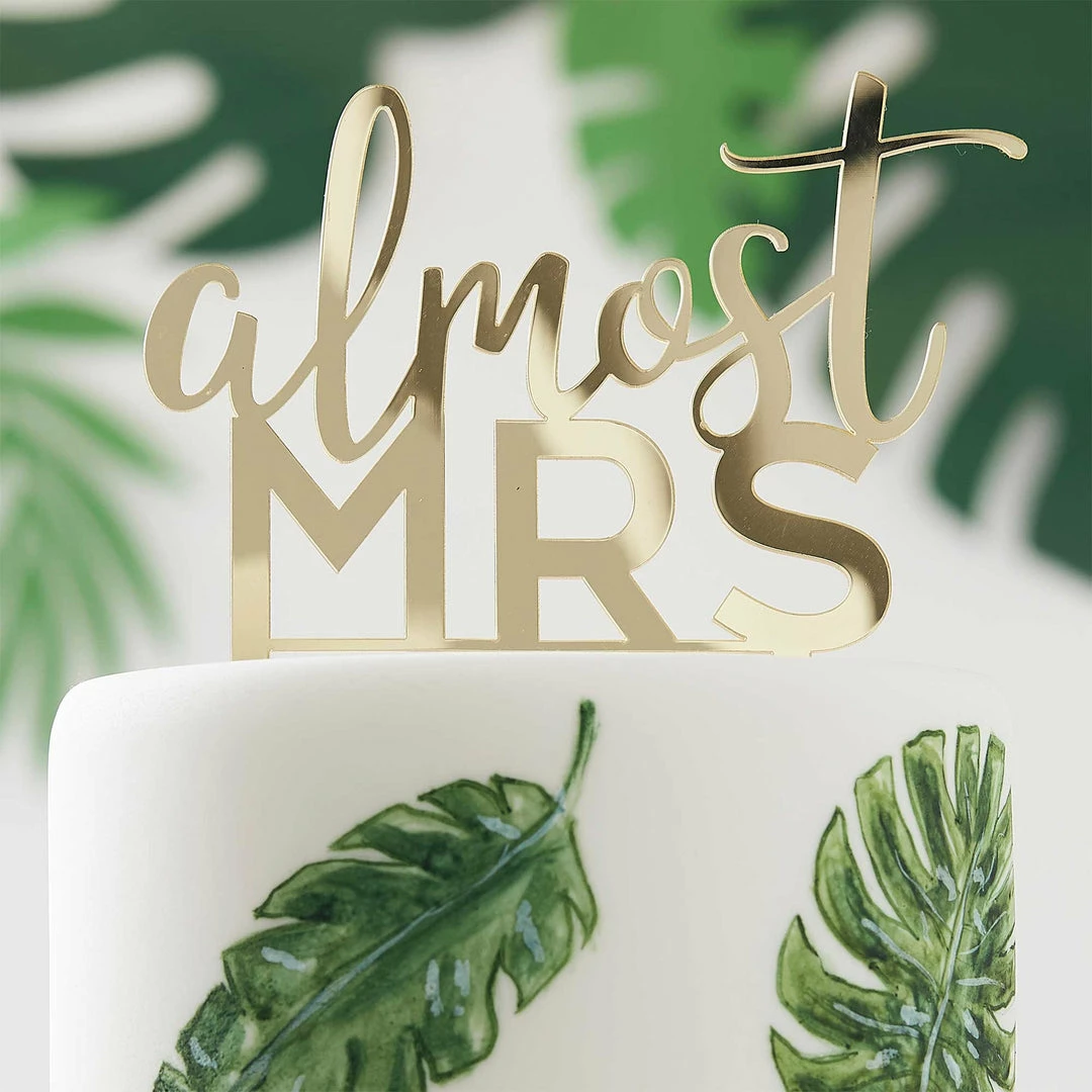 Ohitsperfect Almost Mrs Hen Party Gold Acrylic Cake Topper 3 Ohitsperfect Almost Mrs Hen Party Gold Acrylic Cake Topper