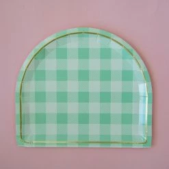 Ohitsperfect Green Gingham 8 Dinner Plate Set