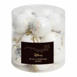 Ohitsperfect Disney Collectable White Glitter Baubles - Set Of 15 Christmas