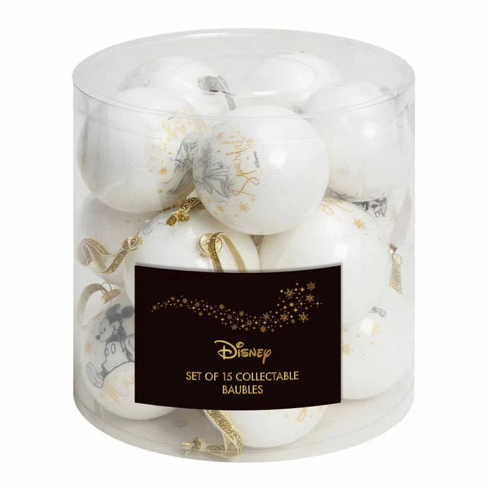 Ohitsperfect Disney Collectable White Glitter Baubles - Set Of 15 Christmas 4 Ohitsperfect Disney Collectable White Glitter Baubles - Set Of 15 Christmas
