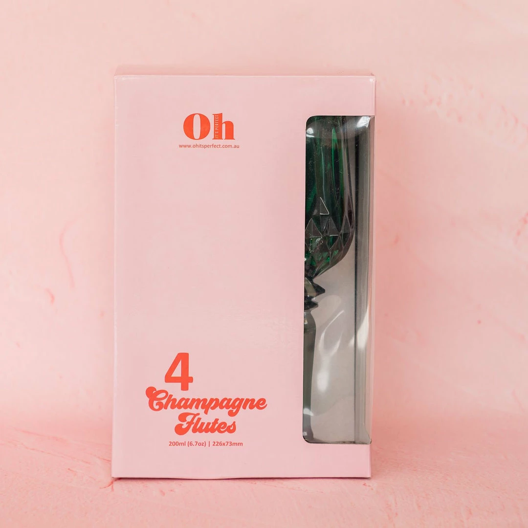 Ohitsperfect Bridal Shower & Hens Champagne Flute Set Of 4 - Lucky Emerald 4 Ohitsperfect Bridal Shower & Hens Champagne Flute Set Of 4 - Lucky Emerald