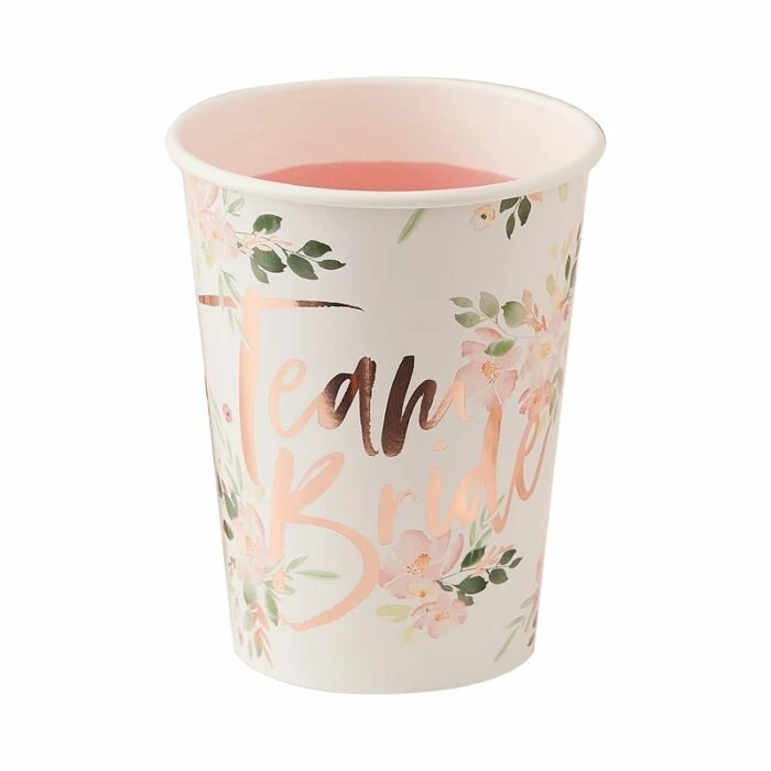 Ohitsperfect Floral Team Bride Hens Party Paper Cups 4 Ohitsperfect Floral Team Bride Hens Party Paper Cups
