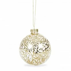 Christmas Gold Star Filled Glass Bauble