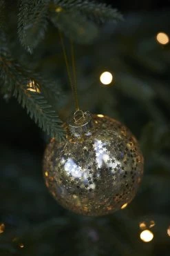 Christmas Gold Star Filled Glass Bauble