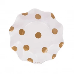Ohitsperfect Gold Polka Dot Wavy Paper Appetiser Plate