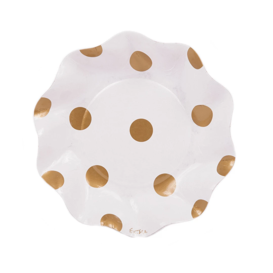 Ohitsperfect Gold Polka Dot Wavy Paper Appetiser Plate 3 Ohitsperfect Gold Polka Dot Wavy Paper Appetiser Plate