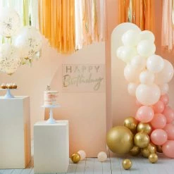 Ohitsperfect Gold And Peach Streamer Party Backdrop Baby Shower
