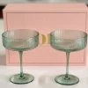 Ohitsperfect Green Ribbed Champagne Glass (Set Of Two)