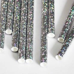 Ohitsperfect Silver Iridescent Paper Straws Kids Birthday