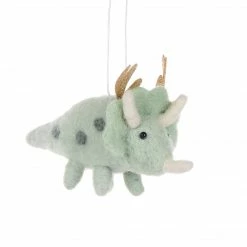 Christmas Mint Wool Triceratops Hanging Ornament