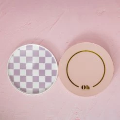 Ohitsperfect Porcelain Plates Porcelain Plate - Lilac Checkered
