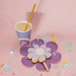 Ohitsperfect Kids Birthday Daisy Cookie Pops - Lilac 10 Ohitsperfect Kids Birthday Daisy Cookie Pops - Lilac