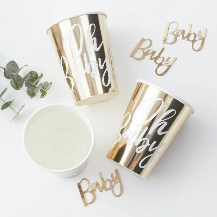 Ohitsperfect OH BABY! Gold Baby Shower Cups 3 Ohitsperfect OH BABY! Gold Baby Shower Cups