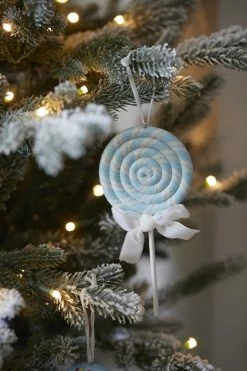 Christmas Blue And White Swirl Lollipop Hanging Ornament