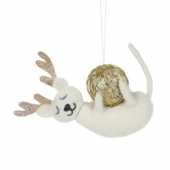 Christmas Wool Cat With Yarn Ball Hanging Ornament