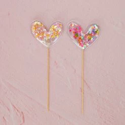 Ohitsperfect Confetti Heart Cake Topper