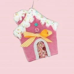 Christmas Pastel Pink Candy House Hanging Ornament