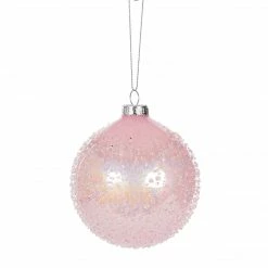 Christmas Pink Bubbles Glass Bauble