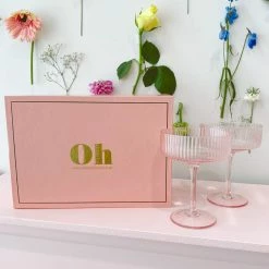 Ohitsperfect Motherās Day Pink Ribbed Champagne Glass (Set Of Two)