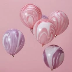 Ohitsperfect Kids Birthday Pink And Purple Marble Balloons