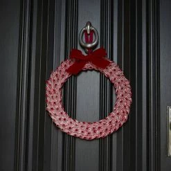 Ohitsperfect Red And White Strap Christmas Wreath Large