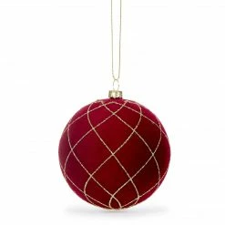 Christmas Red Velour Quilted Bauble