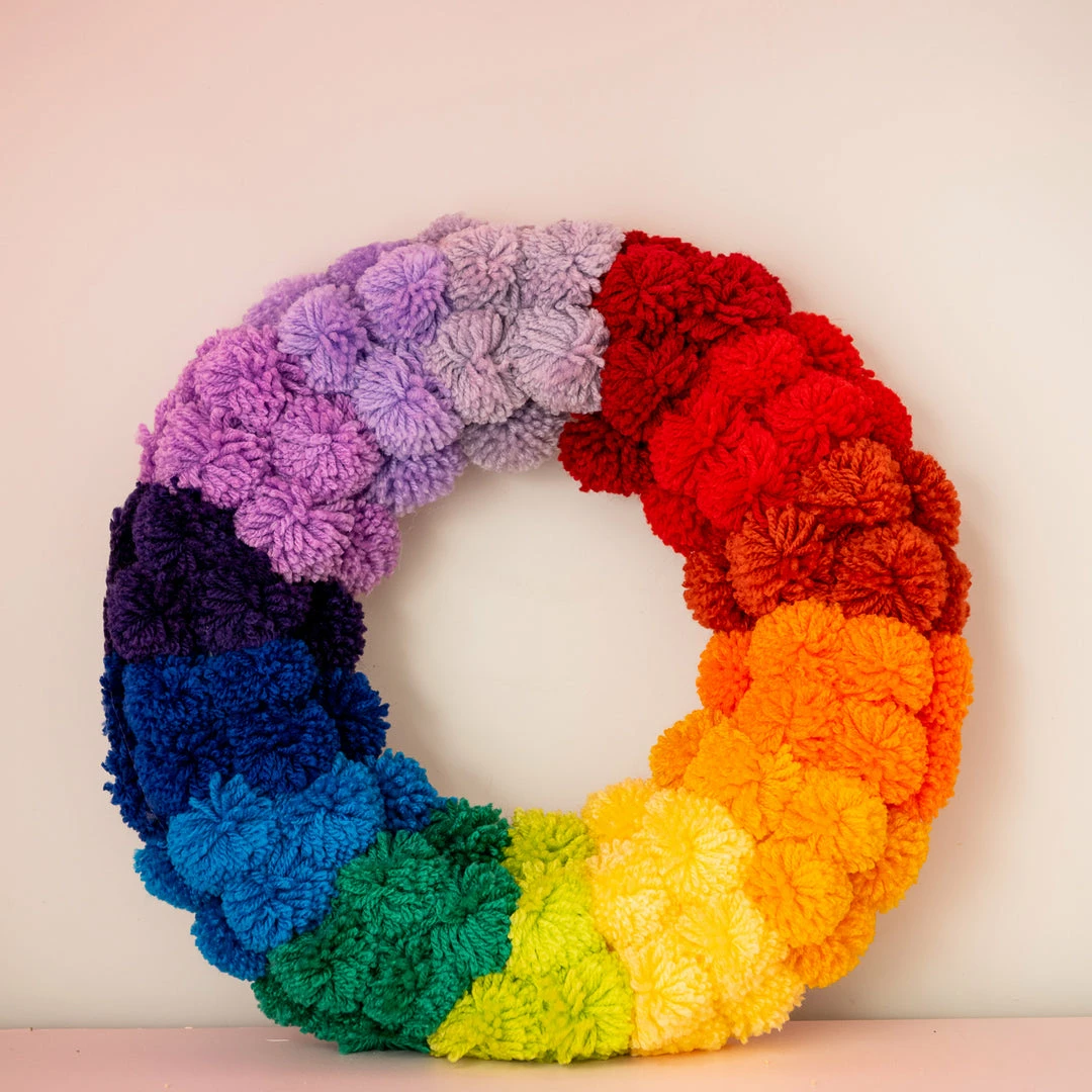 Ohitsperfect Christmas Rainbow Pom Pom Wreath 3 Ohitsperfect Christmas Rainbow Pom Pom Wreath