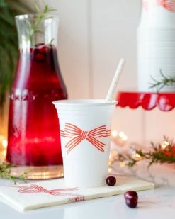Ohitsperfect Red Bow Plastic Cups 24pk Christmas
