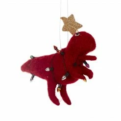 Christmas Red Wool T-Rex Hanging Ornament