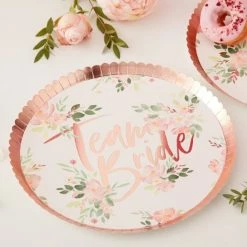 Ohitsperfect Team Bride Floral Hens Party Plates Bridal Shower & Hens