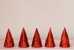 Ohitsperfect Tinsel Red Mini Christmas Tree Set