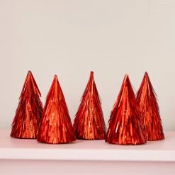 Ohitsperfect Tinsel Red Mini Christmas Tree Set