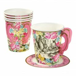 Ohitsperfect Kids Birthday Alice In Wonderland Whimsical Cup & Saucers
