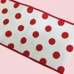 Ohitsperfect White Satin Red Dots Ribbon