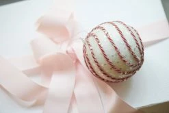 Christmas White And Red Sugar Swirl Bauble