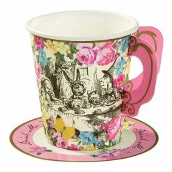 Ohitsperfect Kids Birthday Alice In Wonderland Whimsical Cup & Saucers