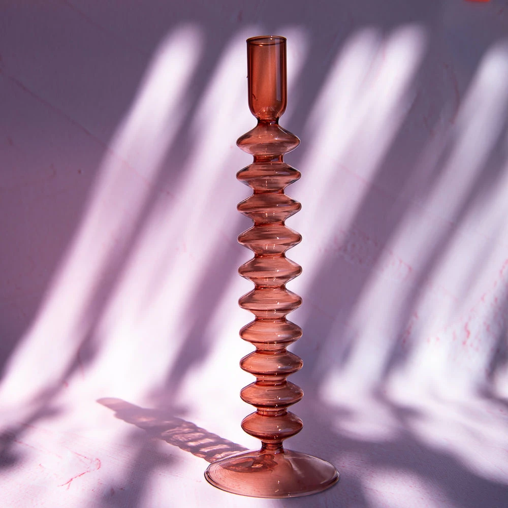 Ohitsperfect Cinnamon Ripple Glass Candle Holder 4 Ohitsperfect Cinnamon Ripple Glass Candle Holder