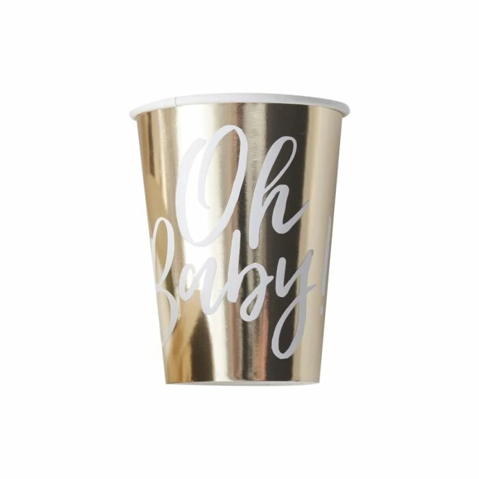 Ohitsperfect OH BABY! Gold Baby Shower Cups 4 Ohitsperfect OH BABY! Gold Baby Shower Cups