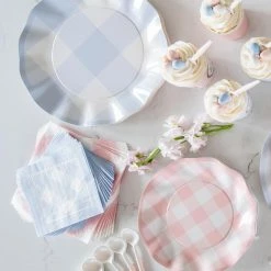 Ohitsperfect Periwinkle Gingham Wavy Paper Salad Plate Kids Birthday