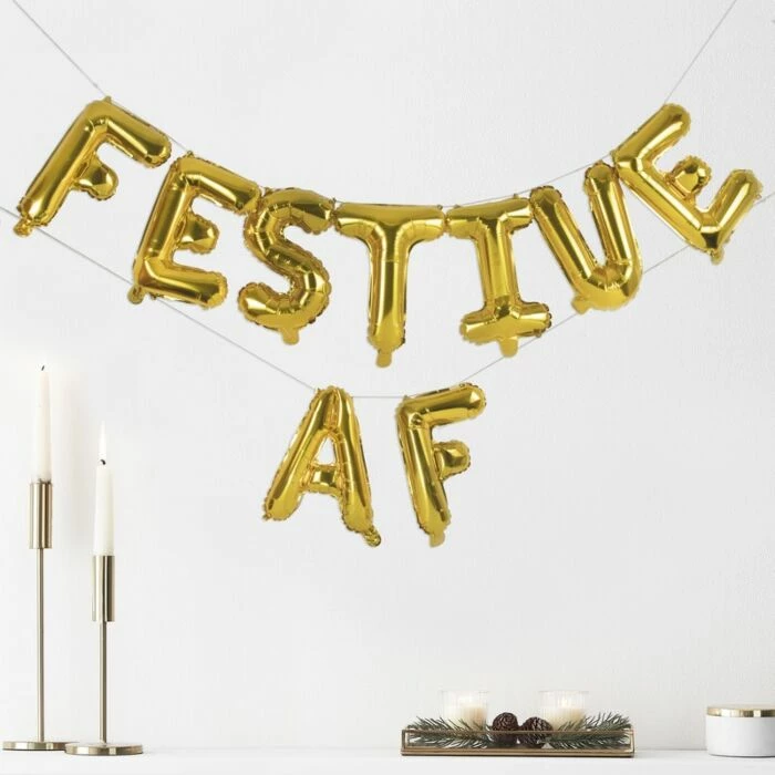 Ohitsperfect Gold Foiled 'Festive AF' Balloon Garland Christmas 3 Ohitsperfect Gold Foiled 'Festive AF' Balloon Garland Christmas