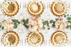 Ohitsperfect Satin Gold Wavy Paper Dinner Plates