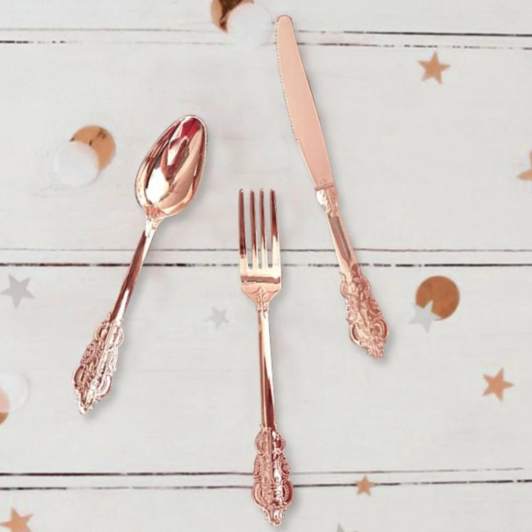 Ohitsperfect Rose Gold Cutlery Set Bridal Shower & Hens 4 Ohitsperfect Rose Gold Cutlery Set Bridal Shower & Hens