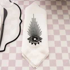 Ohitsperfect Table Linen Eye Embroidered Napkin Set