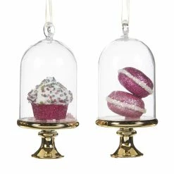 Ohitsperfect Goodwill Belgium Macaron Cupcake Glass Dome Ornament Assorted Christmas