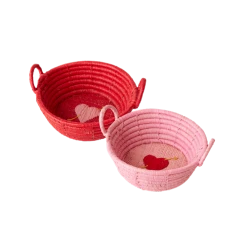 Ohitsperfect Christmas Raffia Baskets With Hearts - Assorted