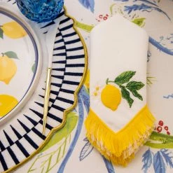 Ohitsperfect Lemon Embroidered Napkin Set Table Linen
